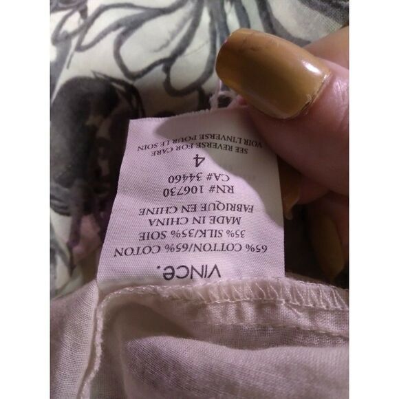 Vince.  Gray Silk Cottom Gray Floral Sundress Size 4 - Picture 6 of 7